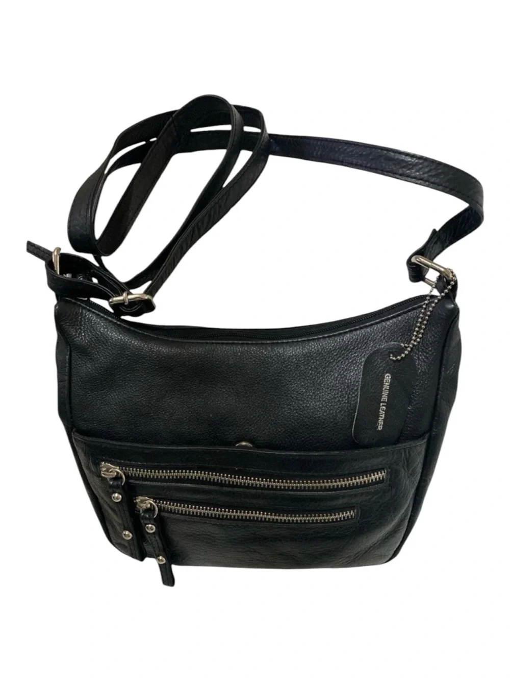 MARCO AVANÉ Soft Leather Crossbody Bag Exterior Zipper Pockets Black Lea…